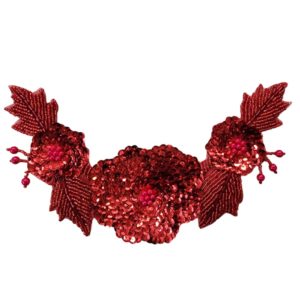 Floral Piece - 21 x 12cm - Red