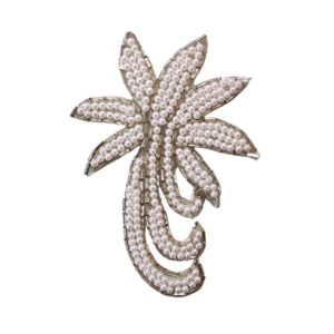 Pearl & Bugle Beaded Flower - 10.5 x 7.5cm