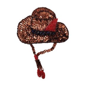 Hat - Cowboy - 10 x 13cm - Bronze / Red
