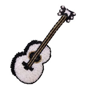 Guitar - Beaded - 16.5 x 6cm - White