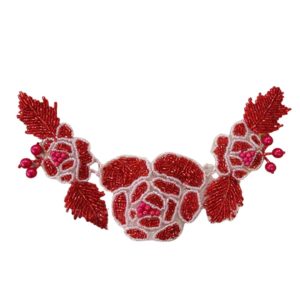 Floral Piece - 21 x 12cm - Red