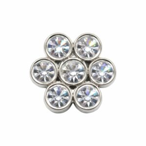Swarovski 1763 - Flower Button - 14mm - Crystal / Antique Silver