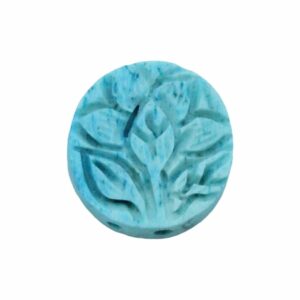 Bone Bead - Coin - 2 Holes - 28mm - Blue Wash