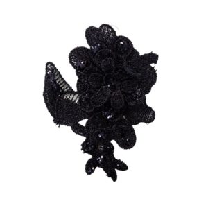 Flower - 90 x 70mm - Black / Glitter