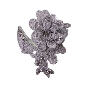 Flower - 90 x 70mm - Silver / Glitter