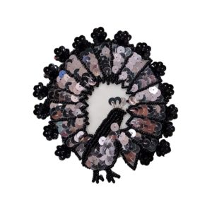 Peacock - 110 x 105mm - Black / Silver