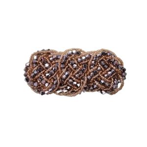 85 x 38mm Beaded Weave - Silver / Peach