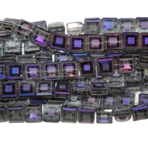 14mm Flat Square / Textured - Heliotrope - 30cm Strand