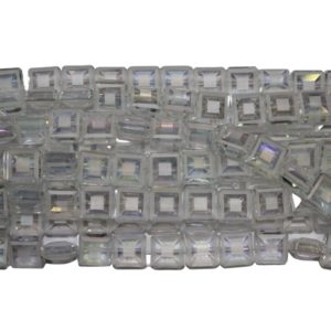 14mm Flat Square / Textured - AB - 30cm Strand