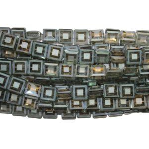 14mm Flat Square / Textured - Erinite - 30cm Strand