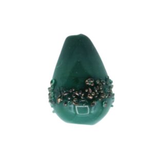 Czech Lampwork - 12 x 8mm Speckled Tear Drop - Green