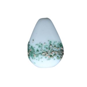 Czech Lampwork - 12 x 8mm Speckled Tear Drop - White