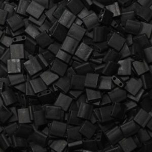 Tila Bead - 5mm - 2 Hole - Black Matte - Price Per Gram