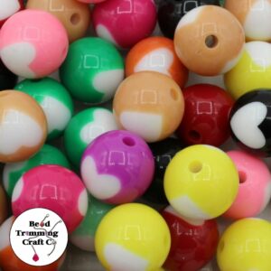 Round Bead – Heart - 16mm - Mix Colour - A