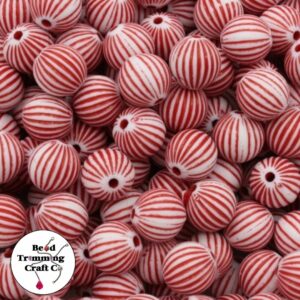 Round Bead – 10mm – Red / White