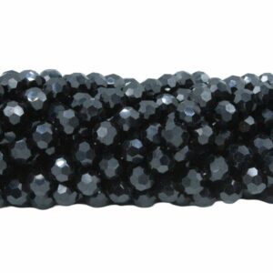 10mm Faceted - Round - Black - 60cm Strand