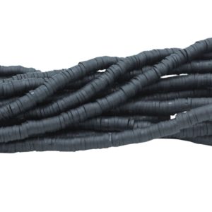 Polymer Clay Washer - 6mm - 45cm Strand - Black