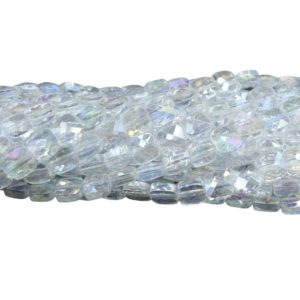 6mm Flat Faceted Square - AB - 30cm Strand