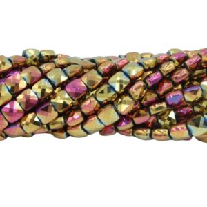 6mm Flat Faceted Square - Astral Pink - 30cm Strand