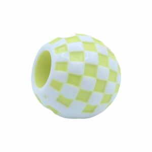 Round Checker Bead – 20mm – Yellow