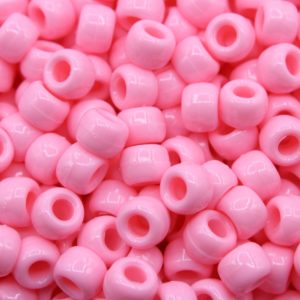 Pony Beads - 9mm - Pink - Opaque - 'A' Quality
