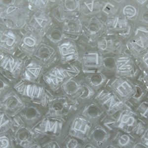 Alphabet Cube - 6mm - Mix - Clear / White