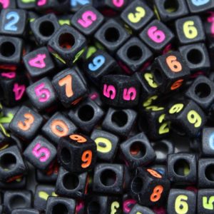 Number Cube - 8mm - Mix - Black / Multi Colour