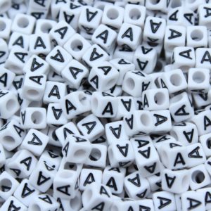 Alphabet Cube - 6mm - A - White / Black