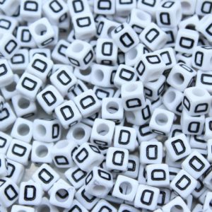 Alphabet Cube - 6mm - D - White / Black