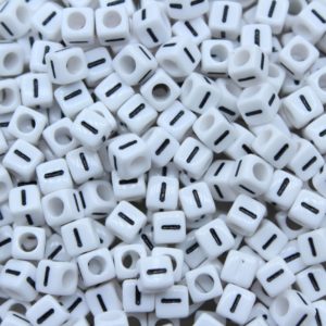 Alphabet Cube - 6mm - I - White / Black