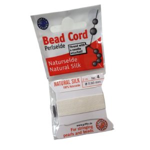 Natural Silk Bead Cord - 0.6mm - White