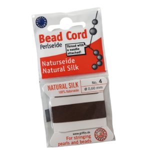 Natural Silk Bead Cord - 0.6mm - Brown