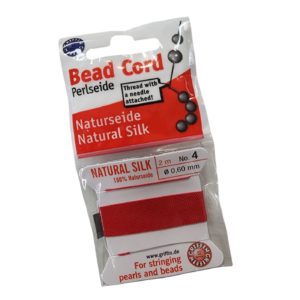 Natural Silk Bead Cord - 0.6mm - Red