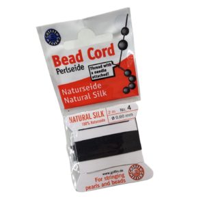 Natural Silk Bead Cord - 0.6mm - Black