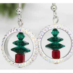 Crystal Pave Ring / Tree Earring - AB / Fern Green