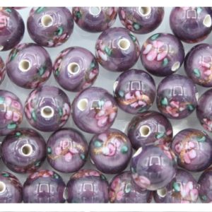 Czech Lampwork - 8mm Rose Bead - Purple