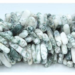 Moss Agate - 10-20mm Smooth Icicle - 38cm Strand
