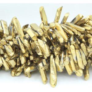 Crystal Icicle - 15-30mm - Electroplated Gold - 38cm Strand