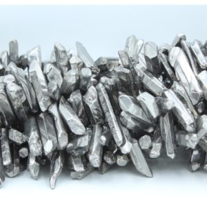 Crystal Icicle - 15-30mm - Electroplated Silver - 38cm Strand