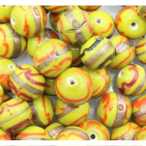 12mm Round - Yellow with Stripe