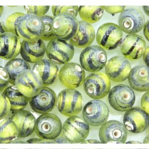 8mm Round - Foil with Stripe - Green