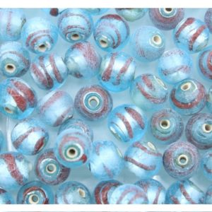 8mm Round - Foil with Stripe - Blue / Red