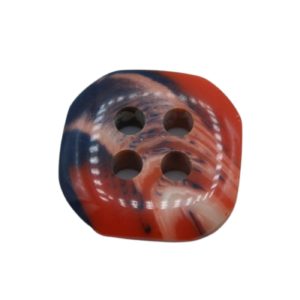 Patterned Button - 16mm - Black / Red