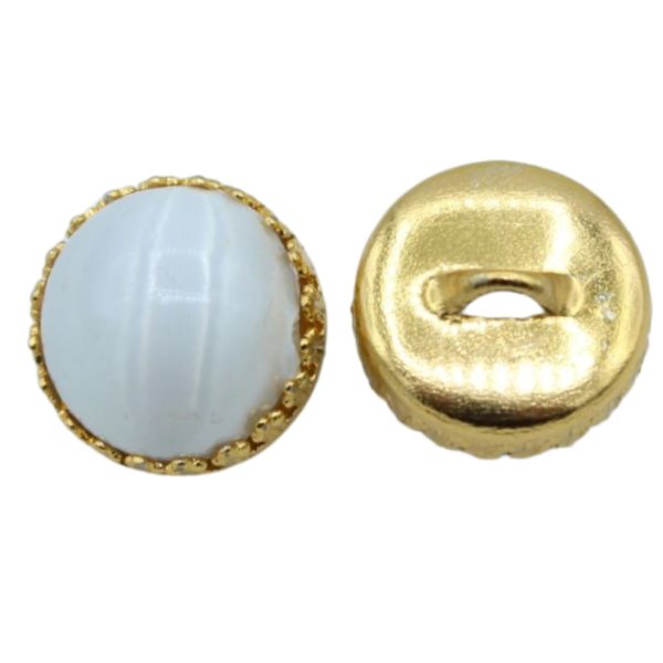 Dome Button - 12mm - White / Gold