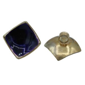 Vintage Enamel Square Button - 15mm - Purple Velvet
