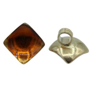 Vintage Enamel Square Button - 10mm - Med Topaz