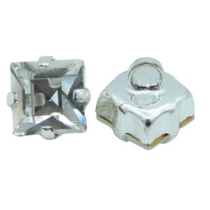 Crystal Square  Button - 8mm - Clear