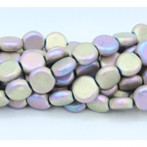 Hematite - 10mm Coin Shape - Purple Iris - 40cm Strand