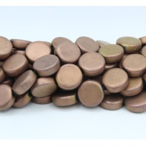 Hematite - 10mm Coin Shape - Bronze - 40cm Strand