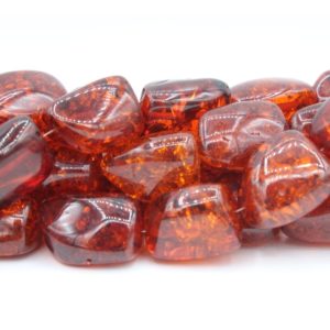 Imitation Amber - 18 - 20mm Nugget - Dk Amber - 40cm Strand